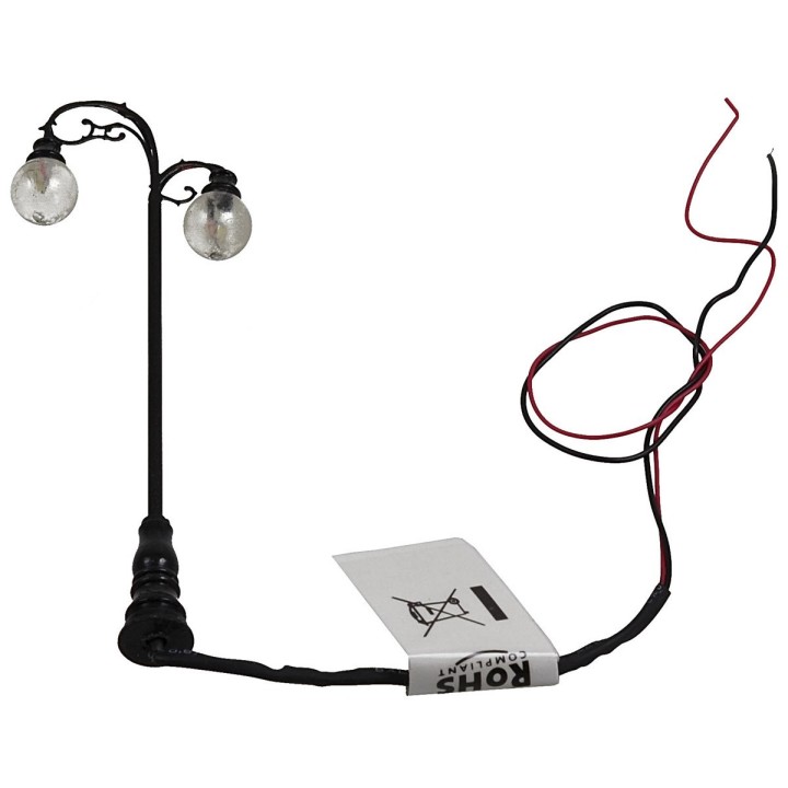Farola de calle 8 cm con doble lámpara LED 3V luz cálida