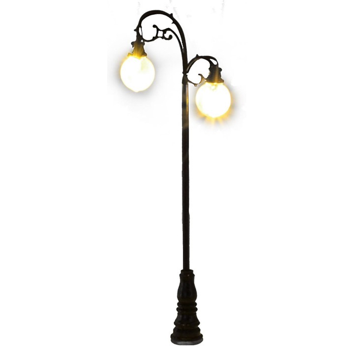 Street lamp 8 cm with double 3V warm light led lamp