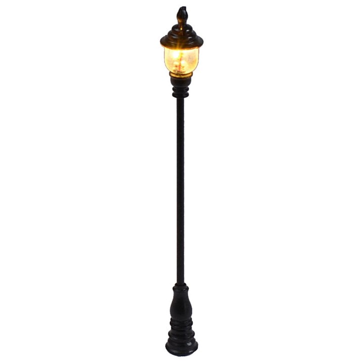 Lampione da strada 8 cm con lanterna circolare e luce led calda