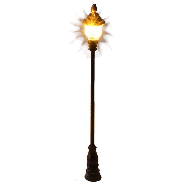 Farola de calle de 8 cm con linterna circular y luz LED cálida