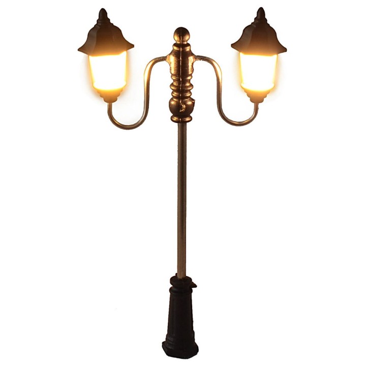 Street lamp 7 cm with double lantern and warm white 3V LED light