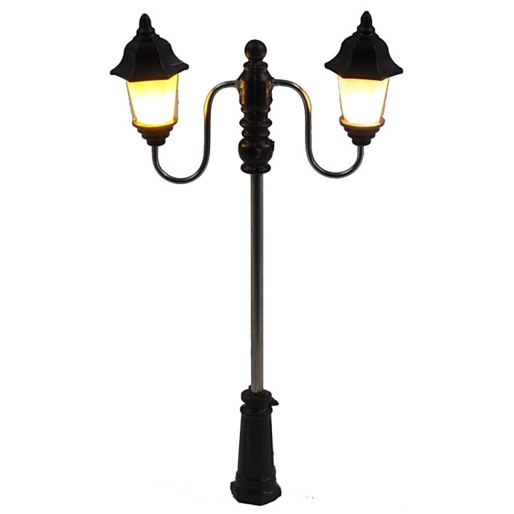 Farola de calle de 7 cm con doble linterna y luz LED de 3V