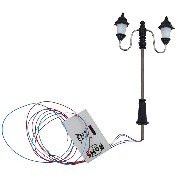 Farola de calle de 7 cm con doble linterna y luz LED de 3V