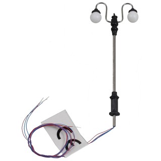 Lampione da strada cm 7 con due lampade tonde a led 3V luce