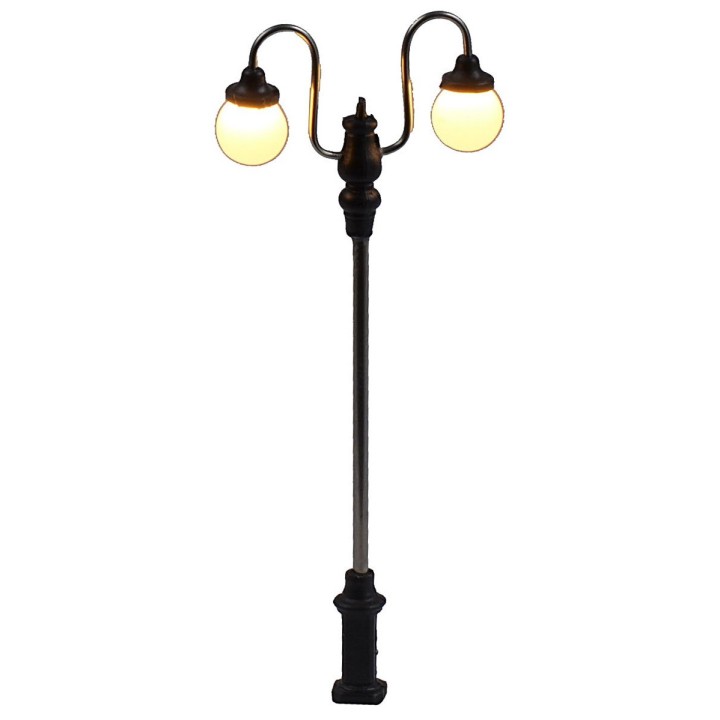 Farola de calle de 7 cm con dos lámparas redondas de LED 3V luz