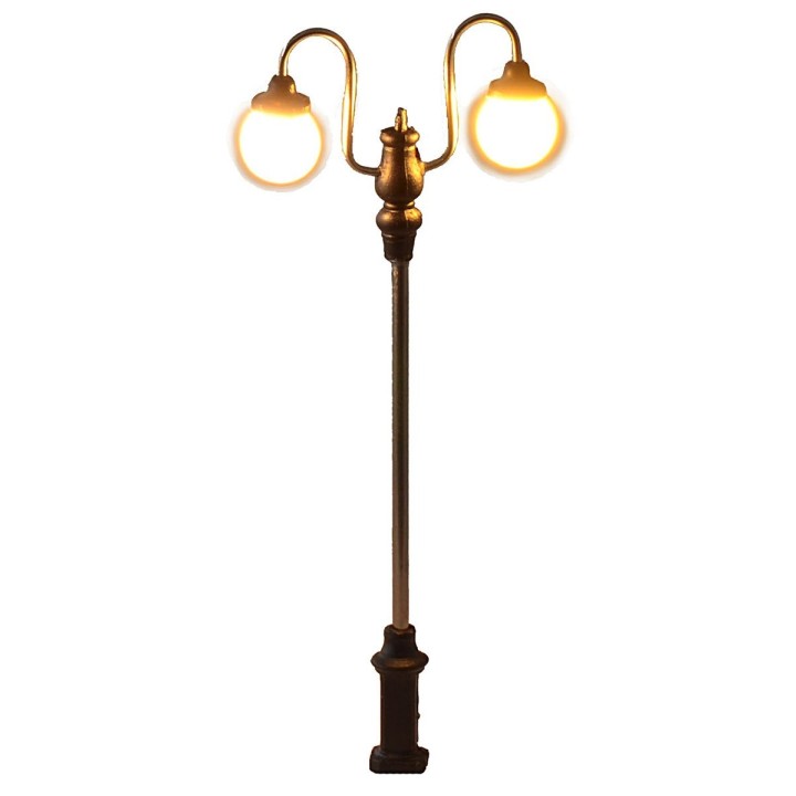 Farola de calle de 7 cm con dos lámparas redondas de LED 3V luz