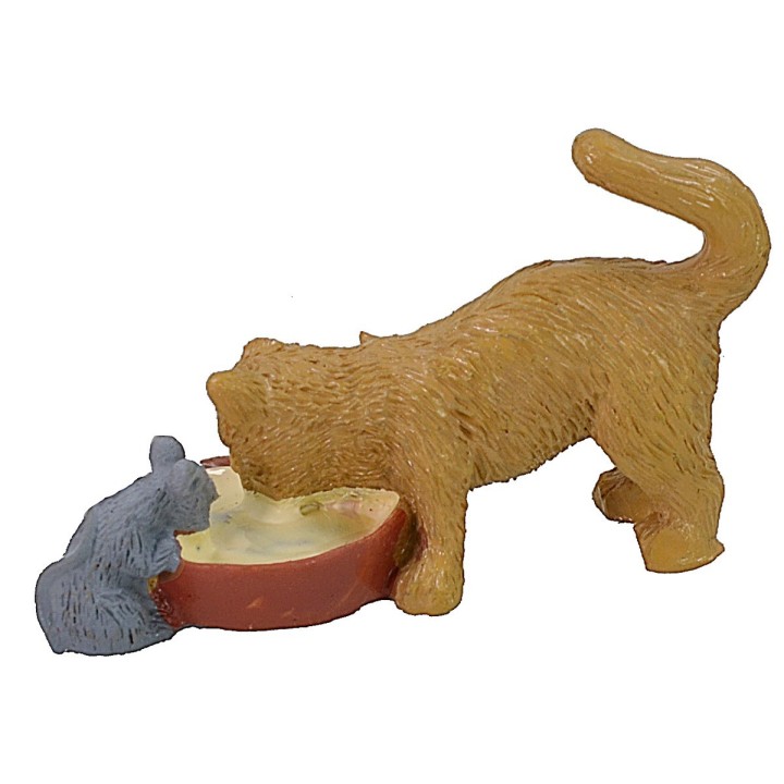 Gatto che mangia con topo -animali per presepe
