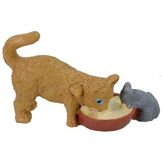 Gato que come con ratón -animales para belén
