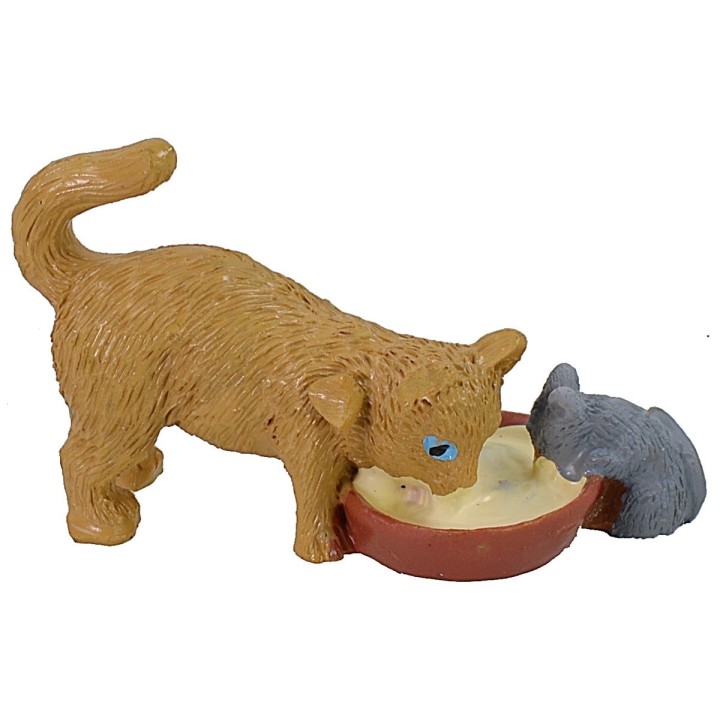 Gatto che mangia con topo -animali per presepe