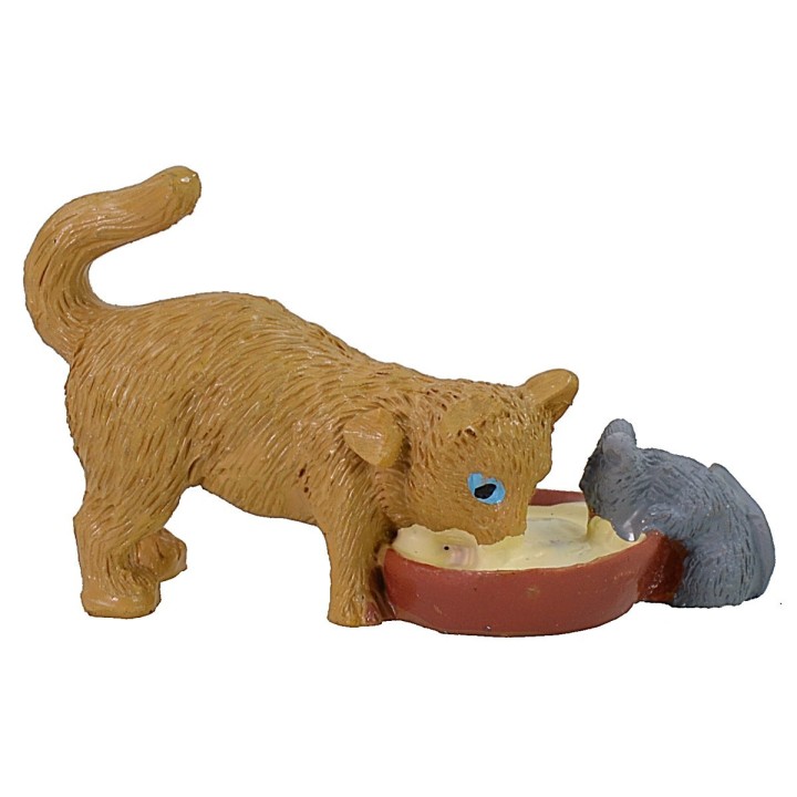 Gato que come con ratón -animales para belén