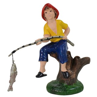Pescador con pez de 10 cm color en pvc