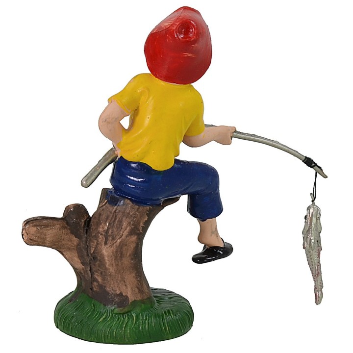 Pescador con pez de 10 cm color en pvc