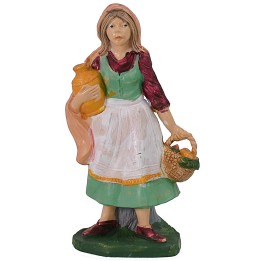 Mujer con cesta y ánfora 10 cm color en pvc