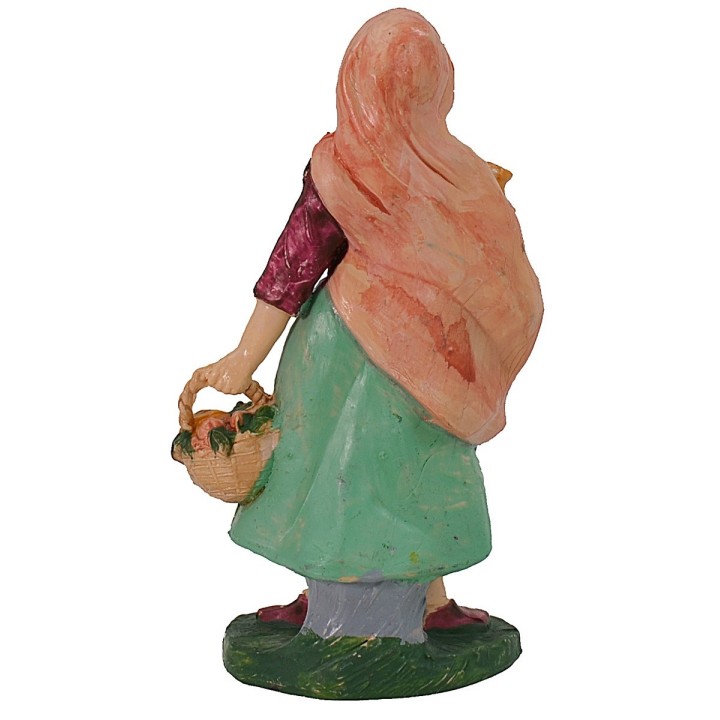 Mujer con cesta y ánfora 10 cm color en pvc