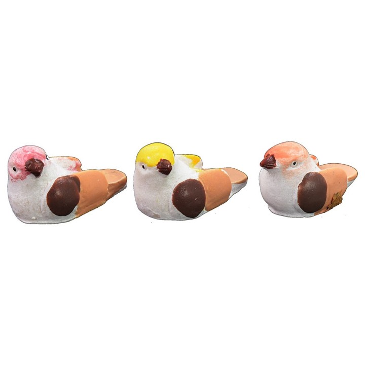 Set 3 birds 2.2 cm in assorted colors -UC20