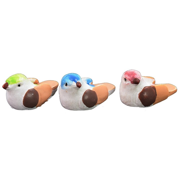 Set 3 uccellini cm 2,2 in colori assortiti -UC20