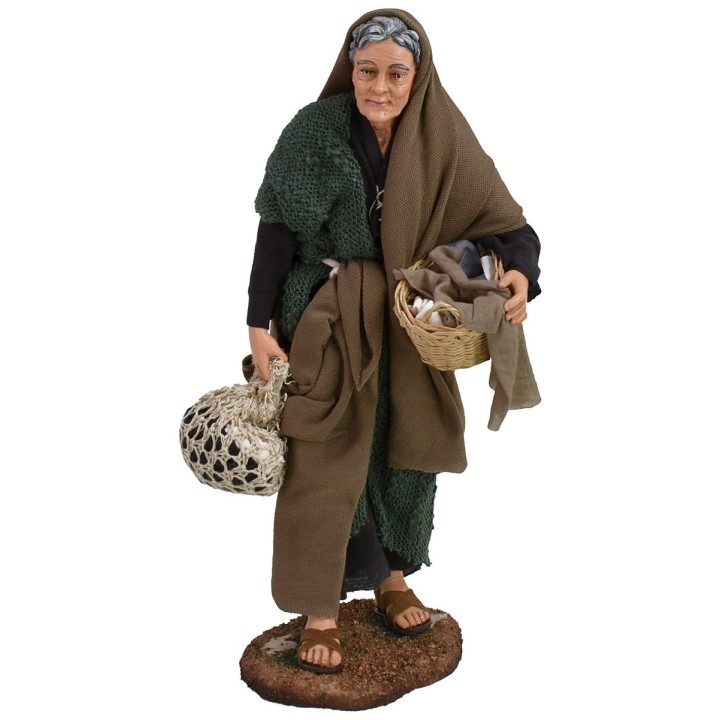 Old woman with baskets 30 cm Pigini