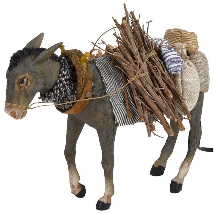 Pigini donkey with load in movement for statues 30 cm