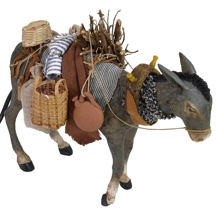 Pigini donkey with load in movement for statues 30 cm