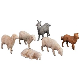 Set 4 sheep goat and dog series 13 cm Landi Moranduzzo