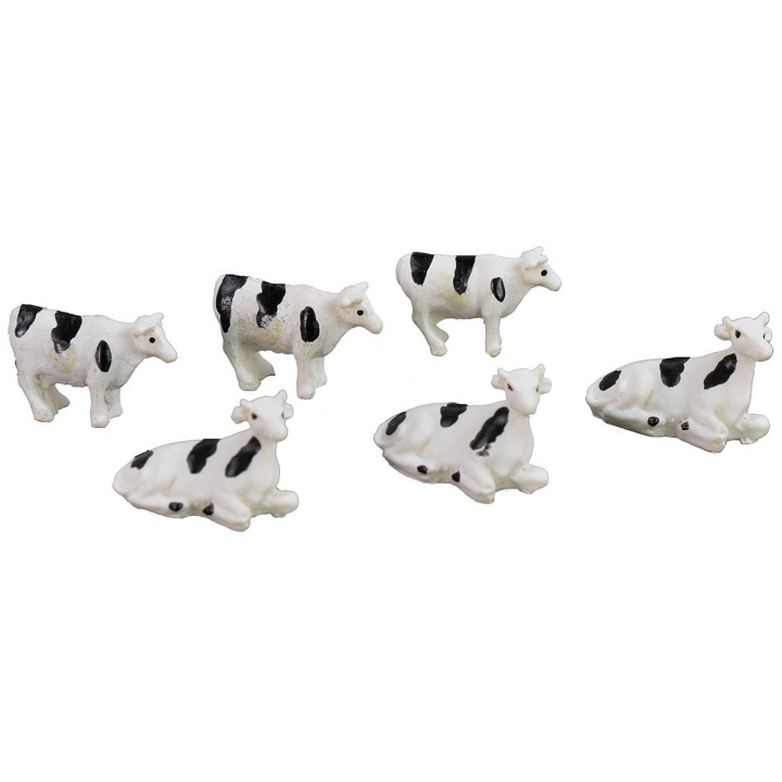 Set 3 mucche pezzate con 3 vitellini cm 2,3x1,5