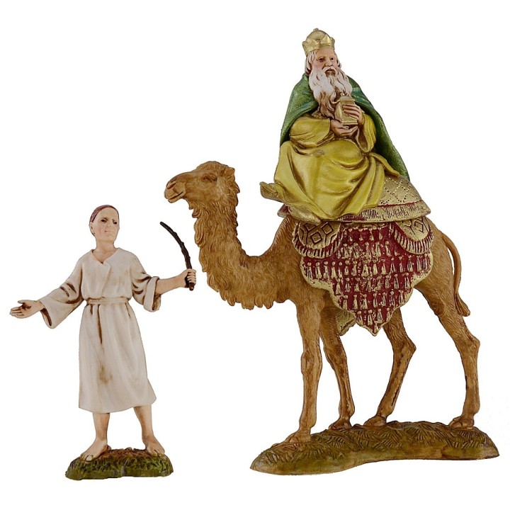 Tre Re Magi a cammello con cammellieri serie 10 cm Landi