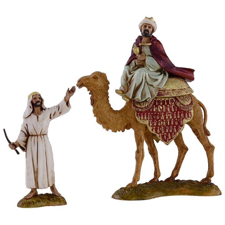 Tre Re Magi a cammello con cammellieri serie 10 cm Landi