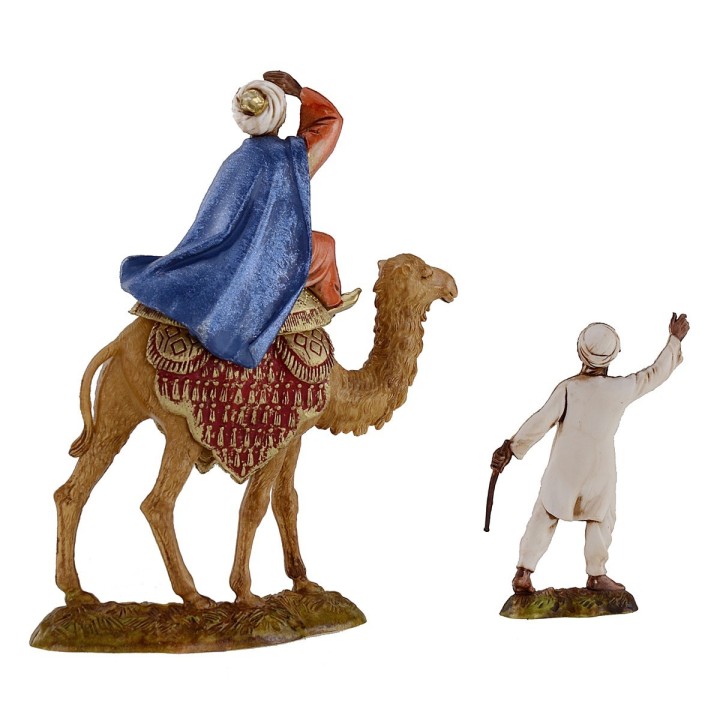 Tre Re Magi a cammello con cammellieri serie 10 cm Landi