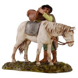 Man saddled horse scene 10 cm Landi Moranduzzo