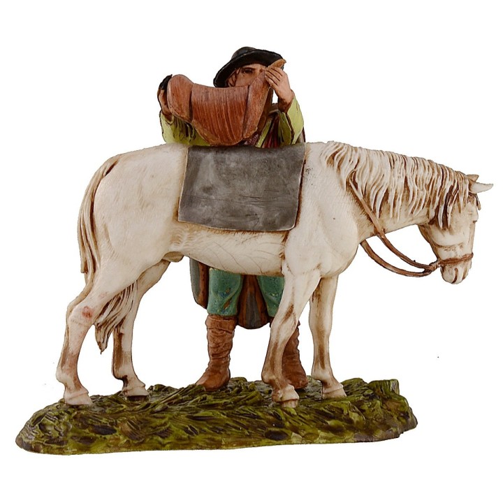 Man saddled horse scene 10 cm Landi Moranduzzo