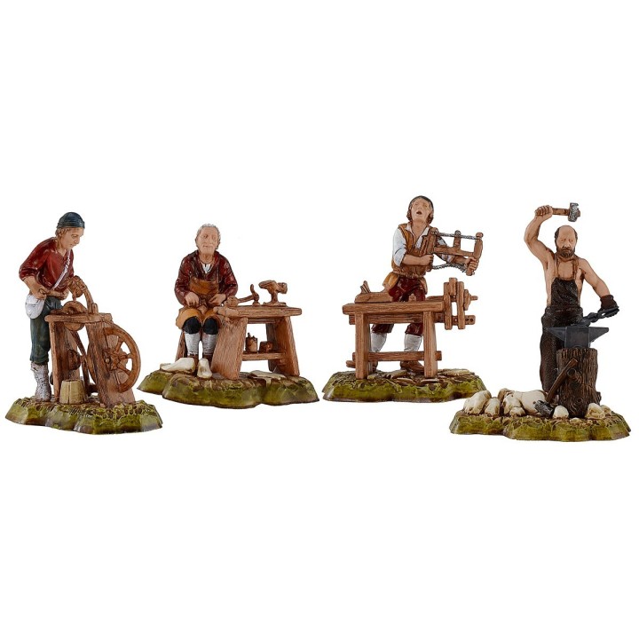 Set 4 scene mestieri serie 10 cm Landi Moranduzzo