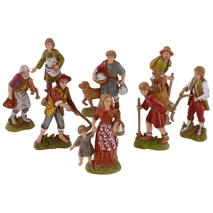 Set of 8 statues for nativity scene 10 cm Landi Moranduzzo