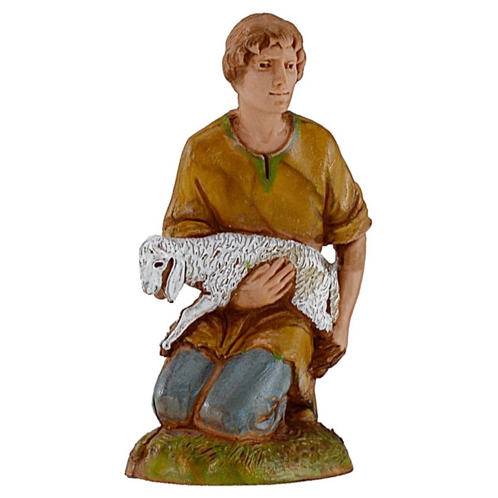 Chico arrodillado con cordero serie 10 cm Landi Moranduzzo
