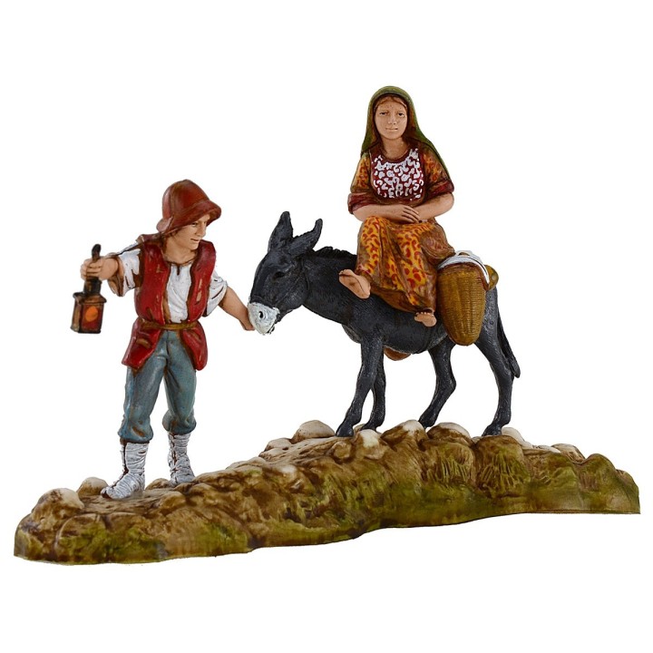Man and woman with donkey 10 cm Landi Moranduzzo