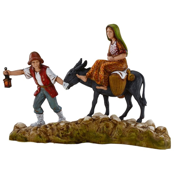 Man and woman with donkey 10 cm Landi Moranduzzo