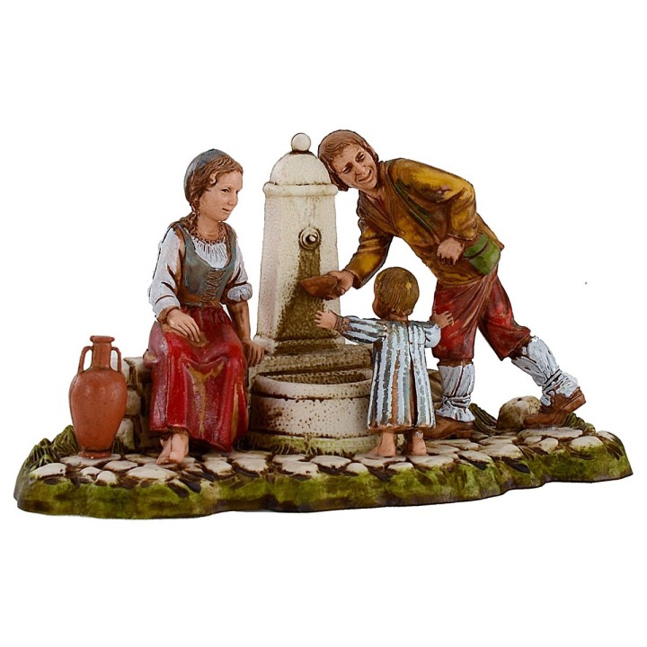 Family at the fountain 10 cm Landi Moranduzzo