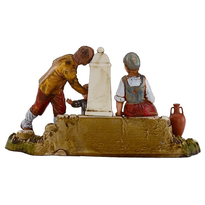 Famiglia alla fontana 10 cm Landi Moranduzzo