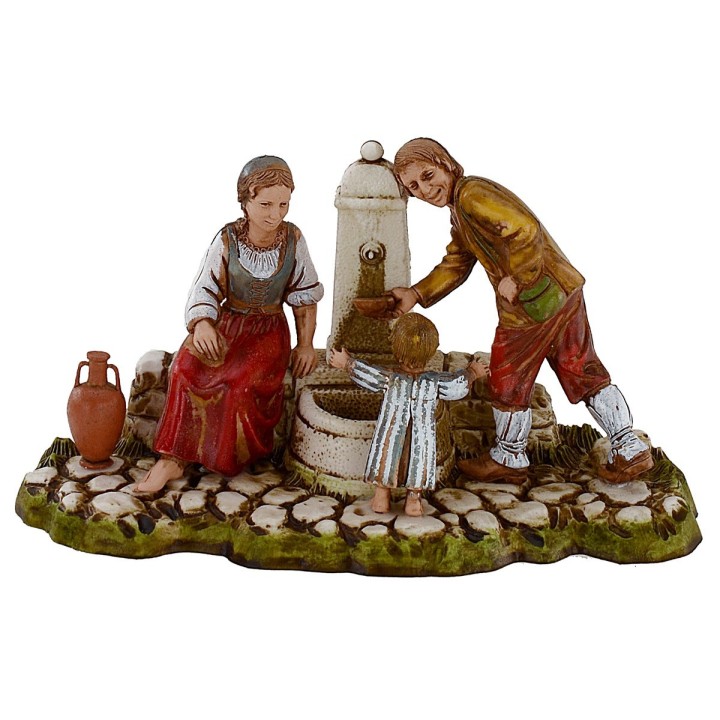 Famiglia alla fontana 10 cm Landi Moranduzzo