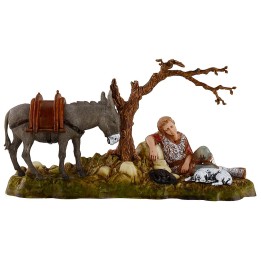 Man resting with donkey 10 cm Landi Moranduzzo
