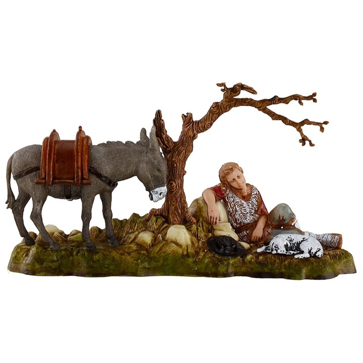 Man resting with donkey 10 cm Landi Moranduzzo