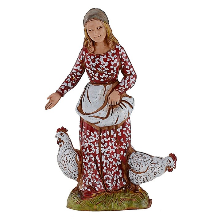 Mujer con gallinas 10 cm Landi Moranduzzo