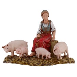 Woman with pigs series 10 cm Landi Moranduzzo