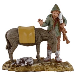 Bagpiper with donkey 10 cm Landi Moranduzzo