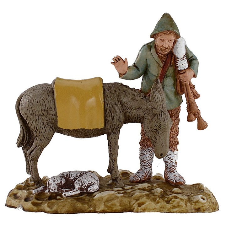 Zampoñero con burro 10 cm Landi Moranduzzo