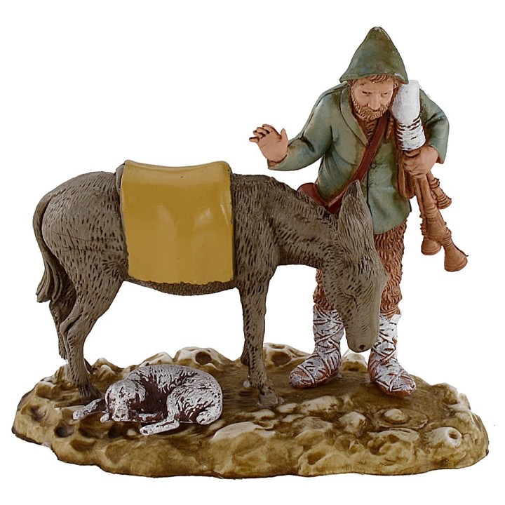 Zampoñero con burro 10 cm Landi Moranduzzo