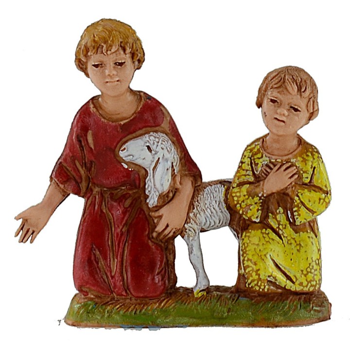 Bambini con agnello serie 10 cm Landi Moranduzzo
