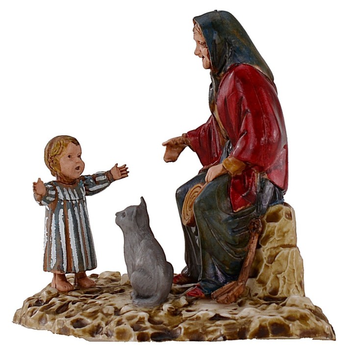 Vieja con niño serie de 10 cm Landi Moranduzzo
