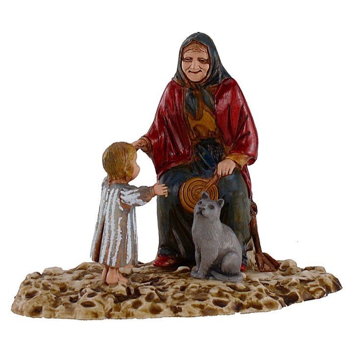 Vieja con niño serie de 10 cm Landi Moranduzzo