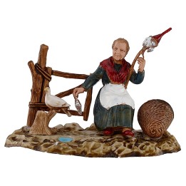 Vecchietta che fila con colomba serie 10 cm Landi Moranduzzo