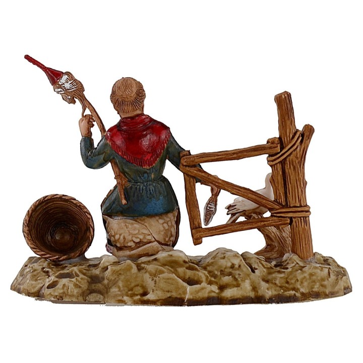 Vieja que hila con paloma serie 10 cm Landi Moranduzzo